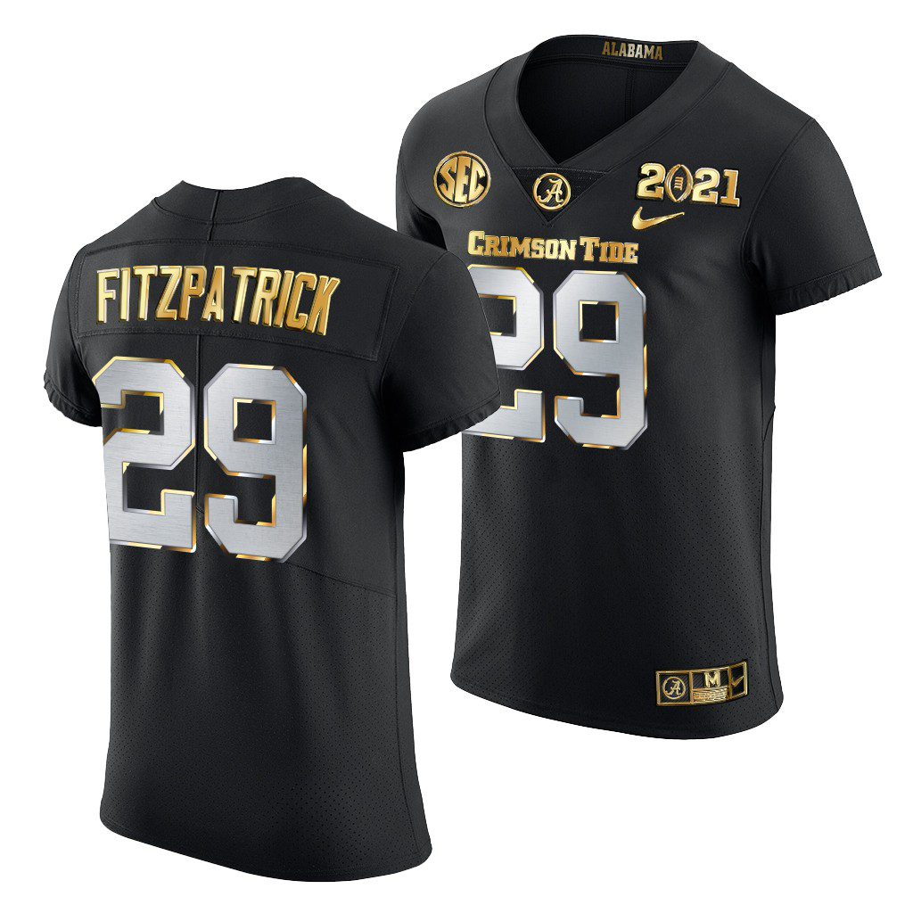 Men's Alabama Crimson Tide Minkah Fitzpatrick #29 Black Golden 2021 Playoff Championship NCAA College Football Jersey